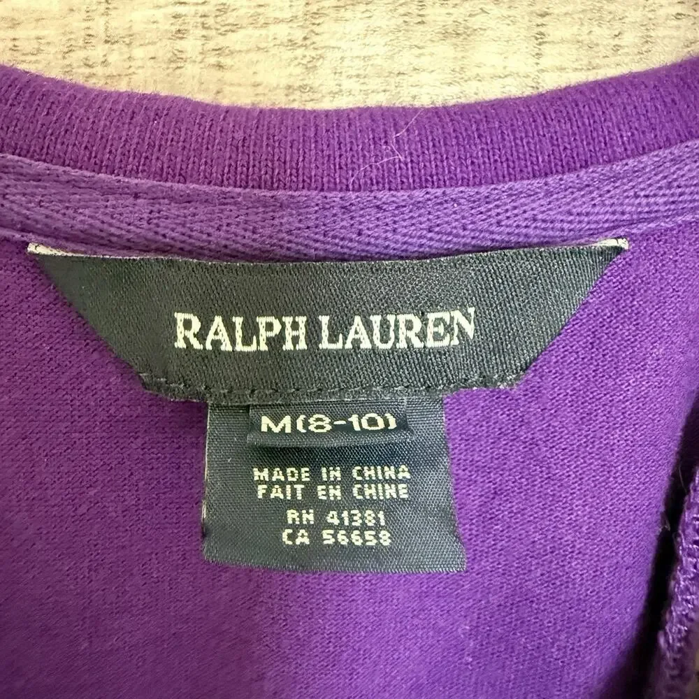 Ralph Lauren Girls Purple Sleeveless Romper Plaid Belt Size Med (8-10)